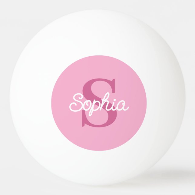 Balle De Ping Pong Monogramme rose Nom du script Dames (Devant)