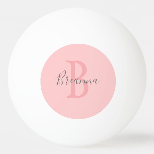 Balle De Ping Pong Monogramme rose vierge moderne - Script personnali (Devant)