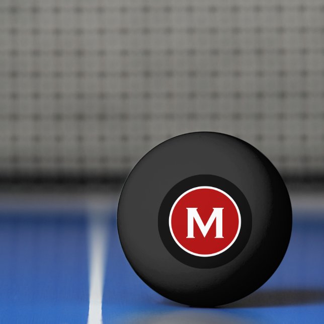 Balle De Ping Pong Monogramme rouge classique noir moderne (Filet)