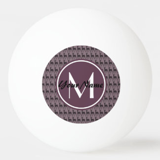 Balle De Ping Pong Monogramme Violet Cerf Personnalisé | N2