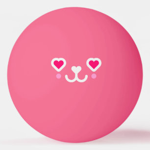 Balle De Ping Pong monogrammed -rose visage de chat Kawaii