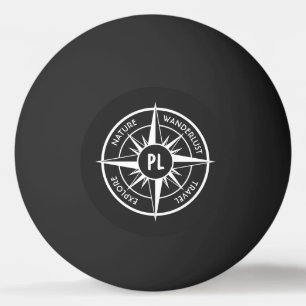 Balle De Ping Pong Monographie d'emblème de compas noir et blanc