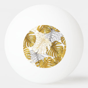 Balle De Ping Pong Monstera Feuilles : Blanc doré