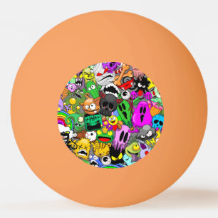 Balle De Ping Pong Monstres caractères mignons Motif d'Halloween