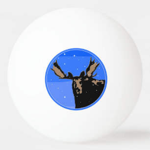 Balle De Ping Pong Moose en hiver - Art original de la faune