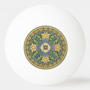 Balle De Ping Pong Motif antique cloisonné chinois : Vert Jade
