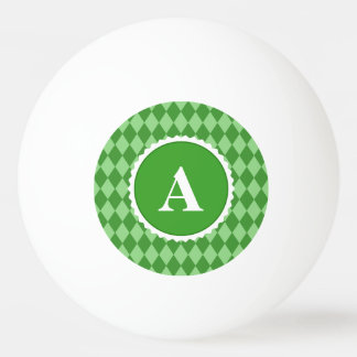 Balle De Ping Pong Motif blanc vert de monogramme de contrôle