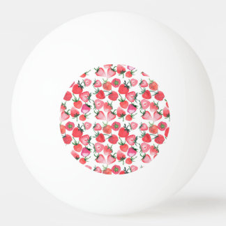 Balle De Ping Pong Motif d'aquarelle aux fraises rouges juteuses