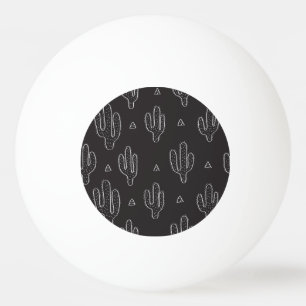 Balle De Ping Pong Motif de cactus noir à main