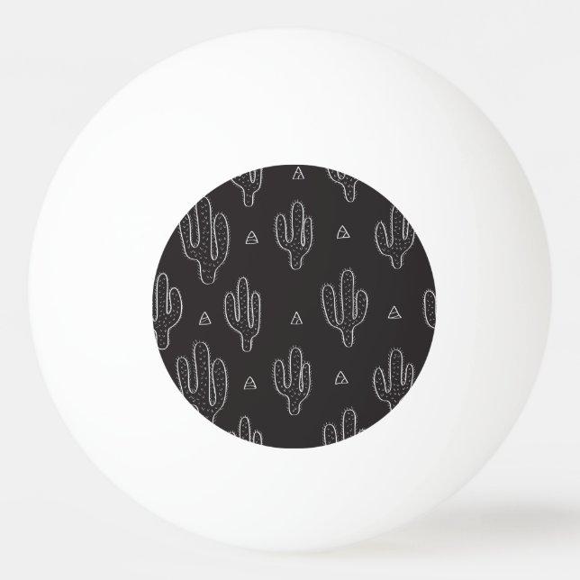 Balle De Ping Pong Motif de cactus noir à main (Devant)