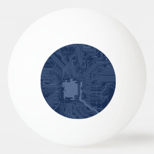 Balle De Ping Pong Motif de circuit Geek bleu
