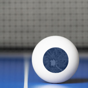 Balle De Ping Pong Motif de circuit Geek bleu