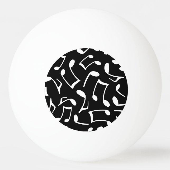 Balle De Ping Pong Motif de notes de musique noir et blanc (Devant)
