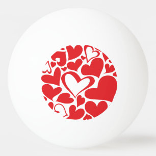 Balle De Ping Pong Motif de Saint-Valentin avec les coeurs rouges