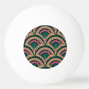 Balle De Ping Pong Motif de ventilateur floral rose et vert