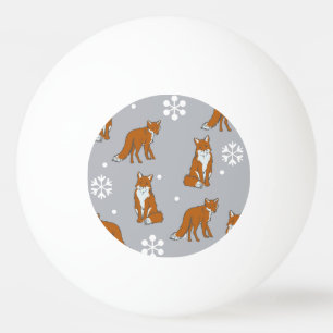 Balle De Ping Pong Motif des renards rouges d'hiver
