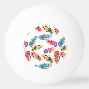 Balle De Ping Pong Motif des tongs de plage d'été