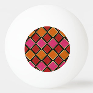 Balle De Ping Pong Motif diamant Harlequin vibrant en rouge, orange,