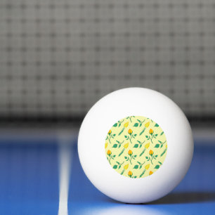 Balle De Ping Pong Motif floral avec rose jaune et fleurs de tulipe