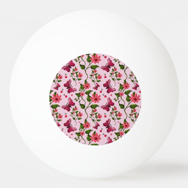 Balle De Ping Pong Motif joli papillon Cerise, Fruit Kawaii brillant (Devant)