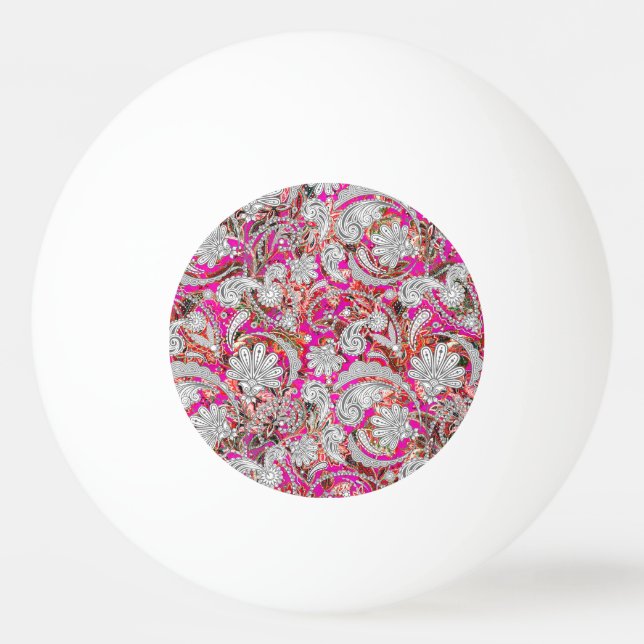 Balle De Ping Pong Motif paisley blanc rose (Devant)
