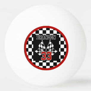 Balle De Ping Pong Motif personnalisé de drapeau à damier noir et bla