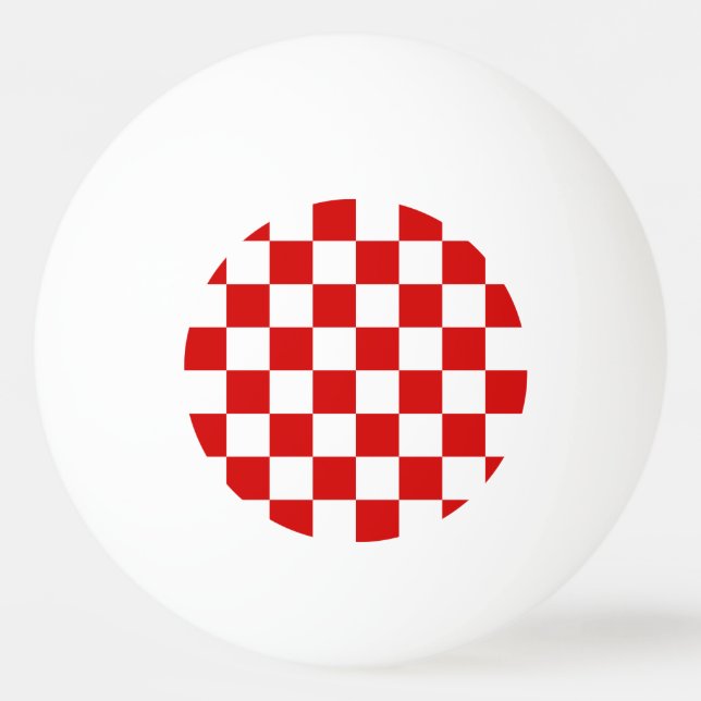 Balle De Ping Pong Motif rouge et blanc Checker (Devant)