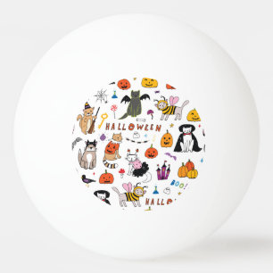 Balle De Ping Pong Motif Vintage Halloween Cats