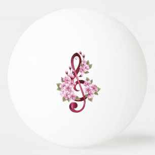 Balle De Ping Pong Musical treble clef notes with sakura flowers