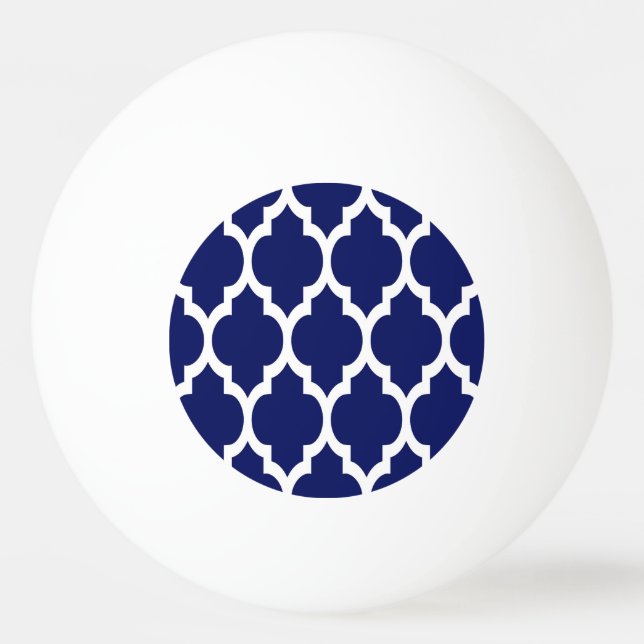 Balle De Ping Pong Navy Blue White Moroccan Quatrefoil (Devant)