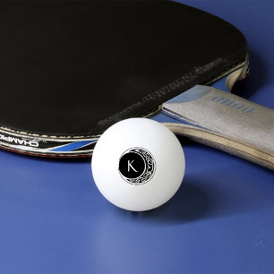 Balle De Ping Pong Nœud Celtique Monogramme Cercle Lunaire Noir Blanc