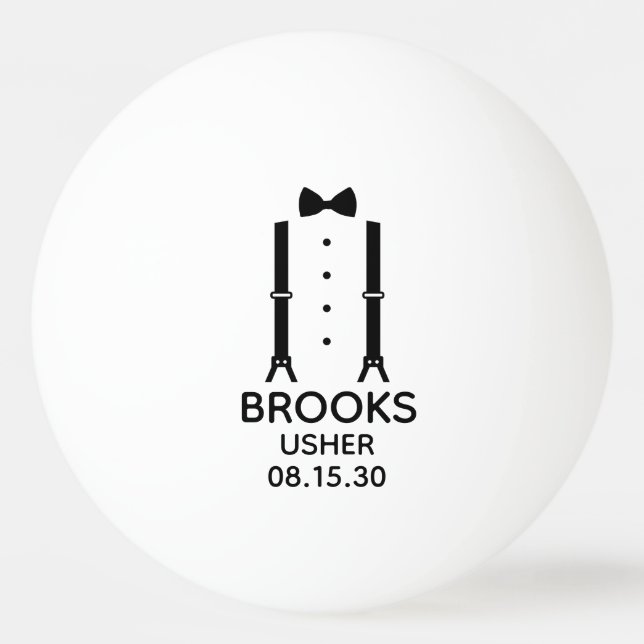 Balle De Ping Pong Nœud papillon noir de garçon d'honneur (Devant)