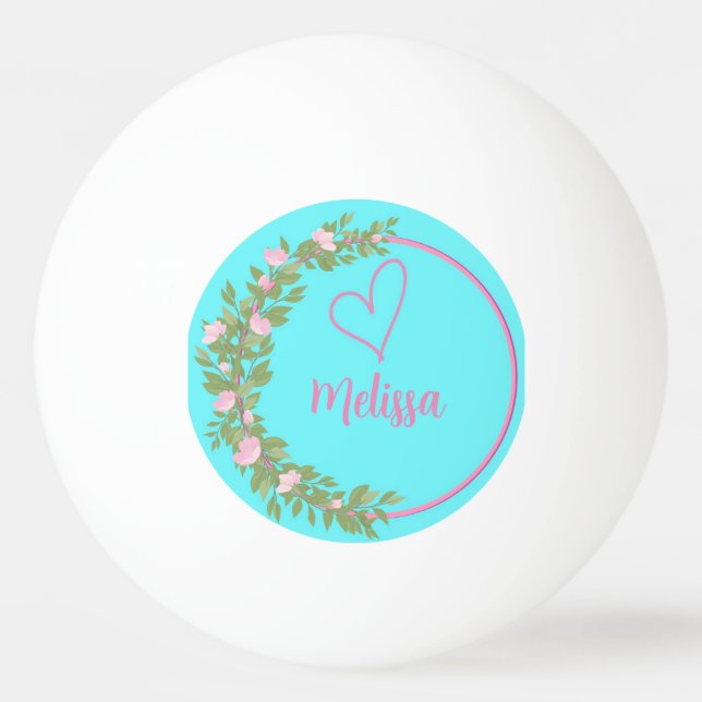 Balle De Ping Pong Nom de monogramme féminin rose moderne en écriture (Devant)