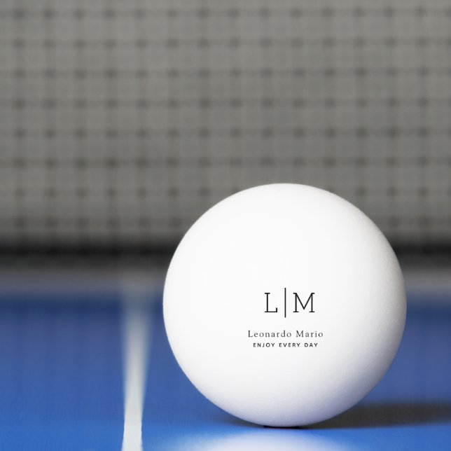 Balle De Ping Pong Nom de monogramme moderne  (Filet)