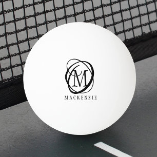 Balle De Ping Pong Nom de monogramme moderne élégant