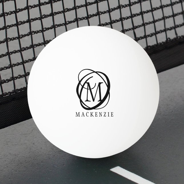 Balle De Ping Pong Nom de monogramme moderne élégant (Créateur téléchargé)
