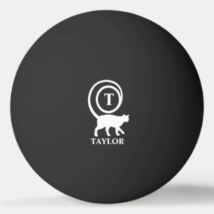 Balle De Ping Pong Nom du monogramme Kitty initial Chat Lover noir bl