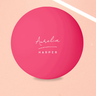 Balle De Ping Pong Nom du monogramme rose Personnalisé