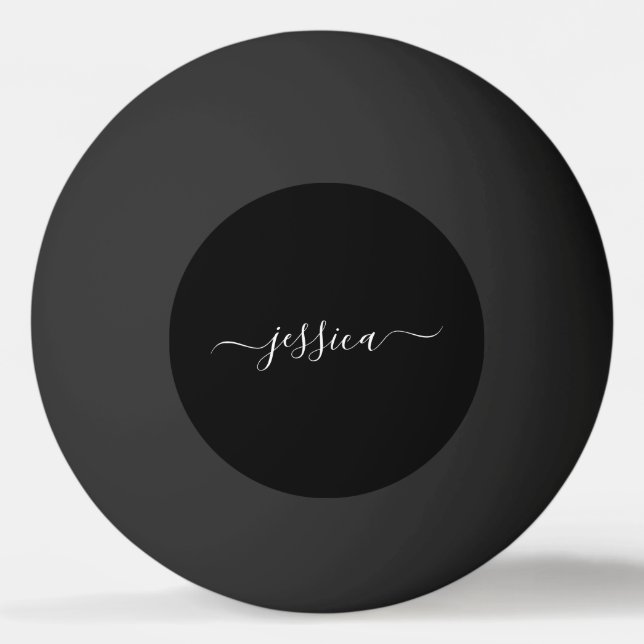 Balle De Ping Pong Nom du script élégant noir blanc (Devant)