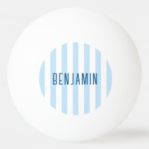 Balle De Ping Pong Nom moderne bleu pâle et blanc rayé
