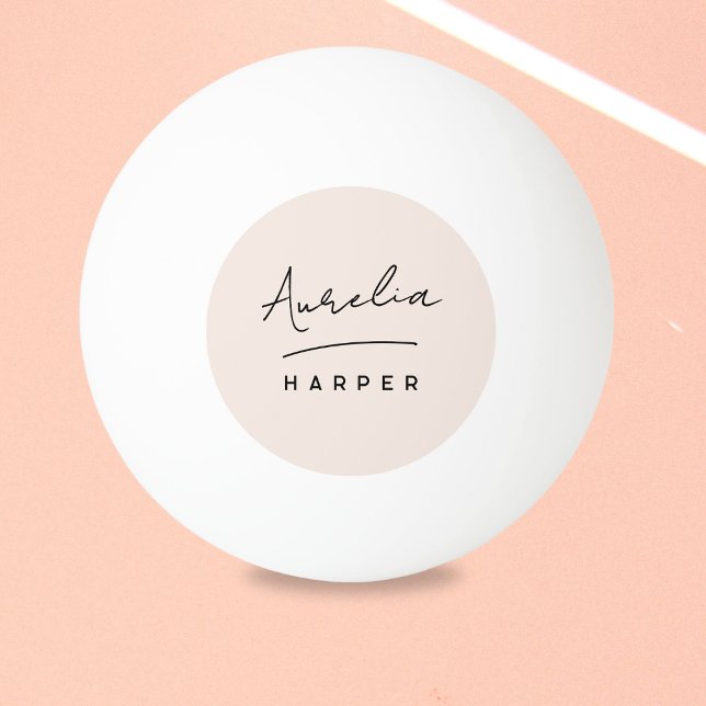 Balle De Ping Pong Nom personnalisé du script de monogramme rose (Créateur téléchargé)