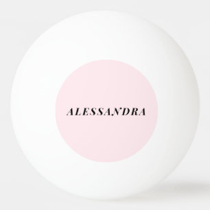 Balle De Ping Pong Nom personnalisé Rose pastel Noir Minimaliste Élég