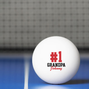 Balle De Ping Pong Numéro un grand-père rouge Fête des pères monogram