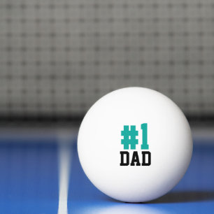 Balle De Ping Pong Numéro Un papa Turquoise et noir Fête des pères