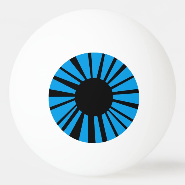 Balle De Ping Pong OEil bleu avec un bébé noir sur l'oeil blanc (Devant)