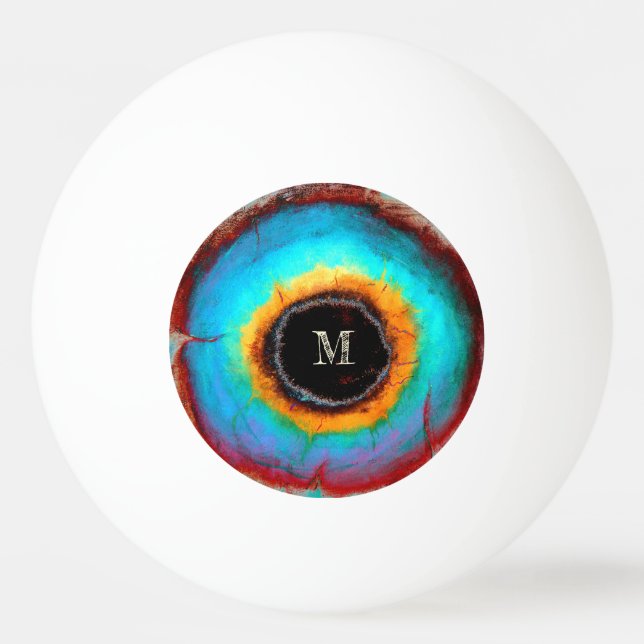 Balle De Ping Pong Oeil cosmique éthéré Monogramme Abstrait Vibrant A (Devant)