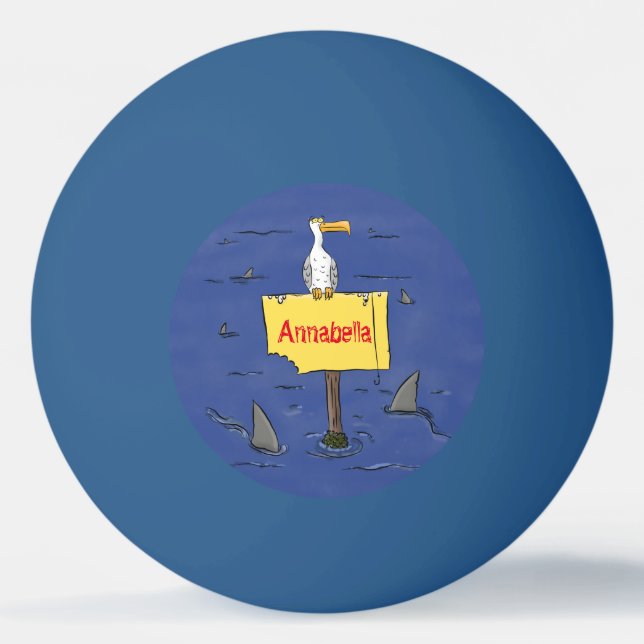 Balle De Ping Pong Oiseau de mer amusant entouré de dessins animés de (Devant)