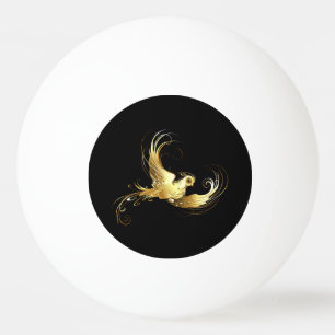 Balle De Ping Pong Oiseau d'or sur Arrière - plan noir