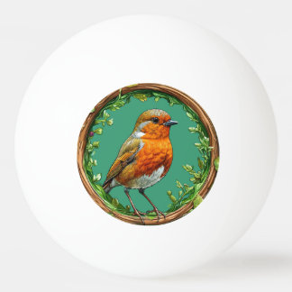 Balle De Ping Pong Oiseau encadré par des fleurs vibrantes