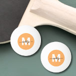 Balle De Ping Pong Orange Monogram<br><div class="desc">Personalized Peach Orange Monogram Ping Pong Ball. Add a modern and playful touch to your game with this custom ping pong ball. Each side features a warm peach-orange circle at the center. Inside the circle, a clean white initial sits in a classic serif font, paired with your name in simple...</div>